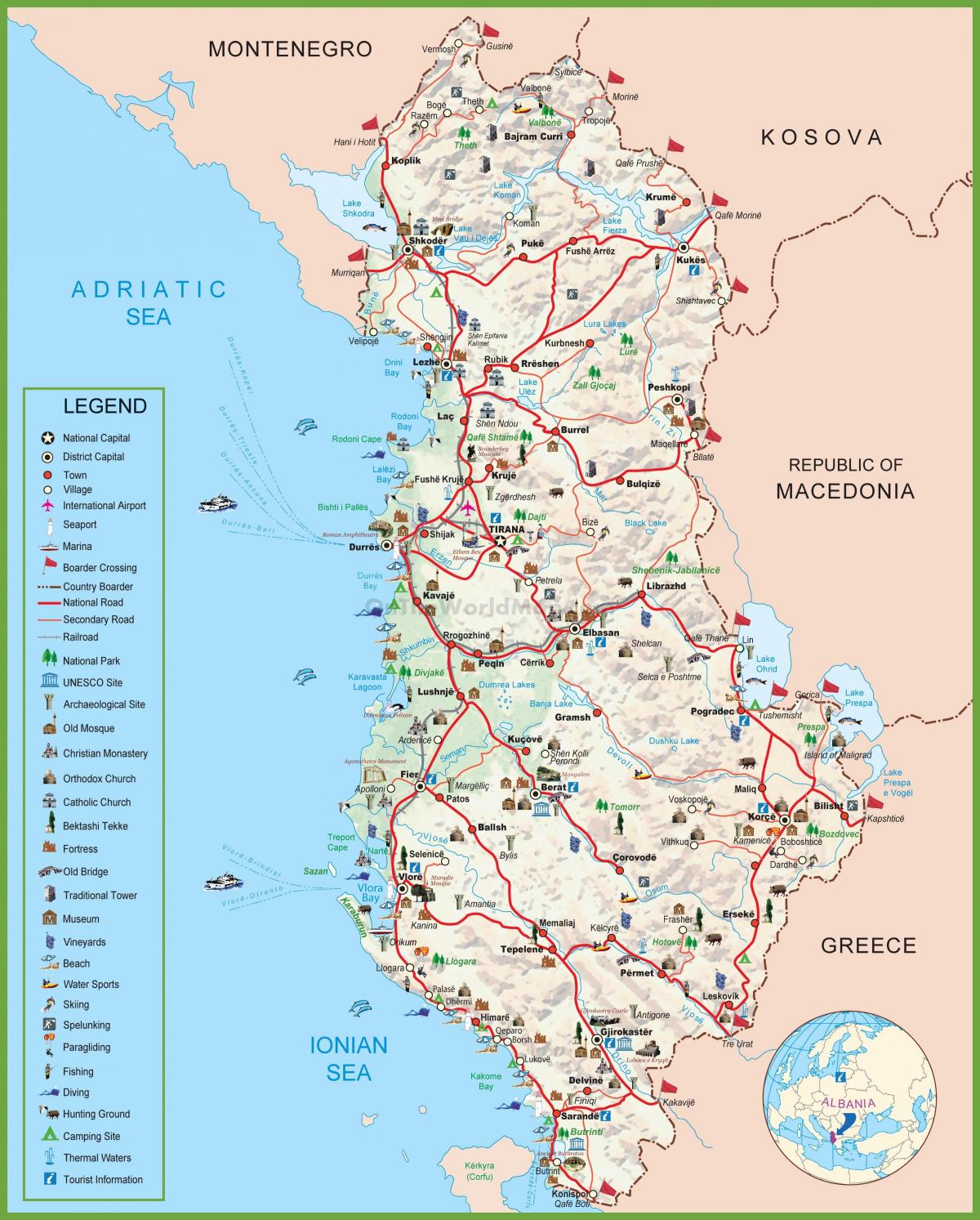 peta Albania pelancong