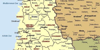 Peta albania pantai